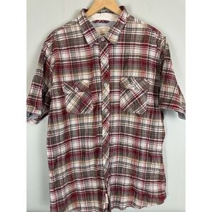Weatherproof Vintage Plaid Full Button Down Short Sleeve Shirt Pockets Size XXL